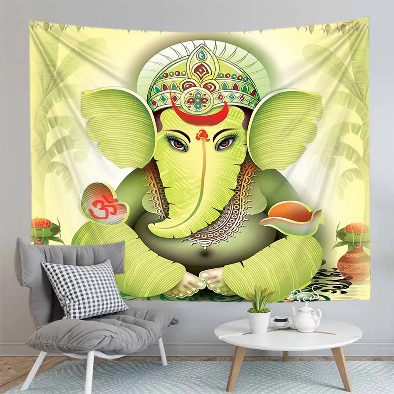 Small And Large Sitting Elephant Tapestry India Ganesha Wall Carpet Home Decoration Walls Cloth Drop Shipping | Дом и сад