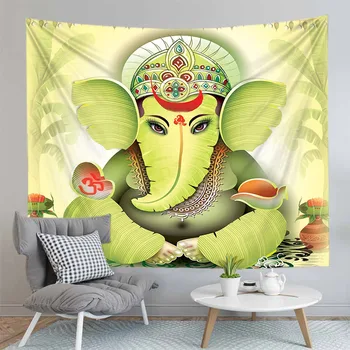 

Small And Large Sitting Elephant Tapestry India Ganesha Wall Carpet Home Decoration Walls Cloth Drop Shipping