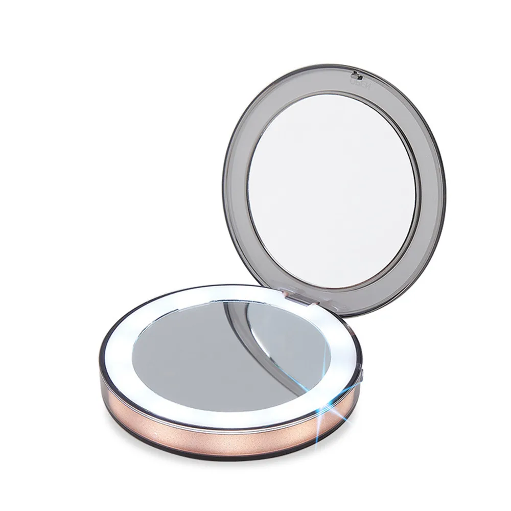 

LED Lighted Mini Makeup Mirror 3X Magnifying Compact Travel Portable Sensing Lighting Makeup Mirror