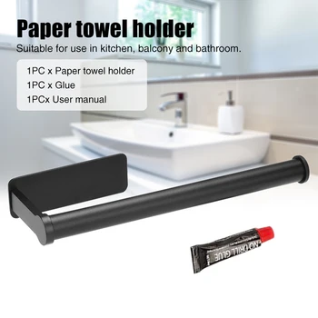 

Paper Towel Holder Plastic Wrap Punch Free Space Aluminum Wall Mounted Cabinet Bathroom Kitchen Home Roll Tissue Rack Rustproof