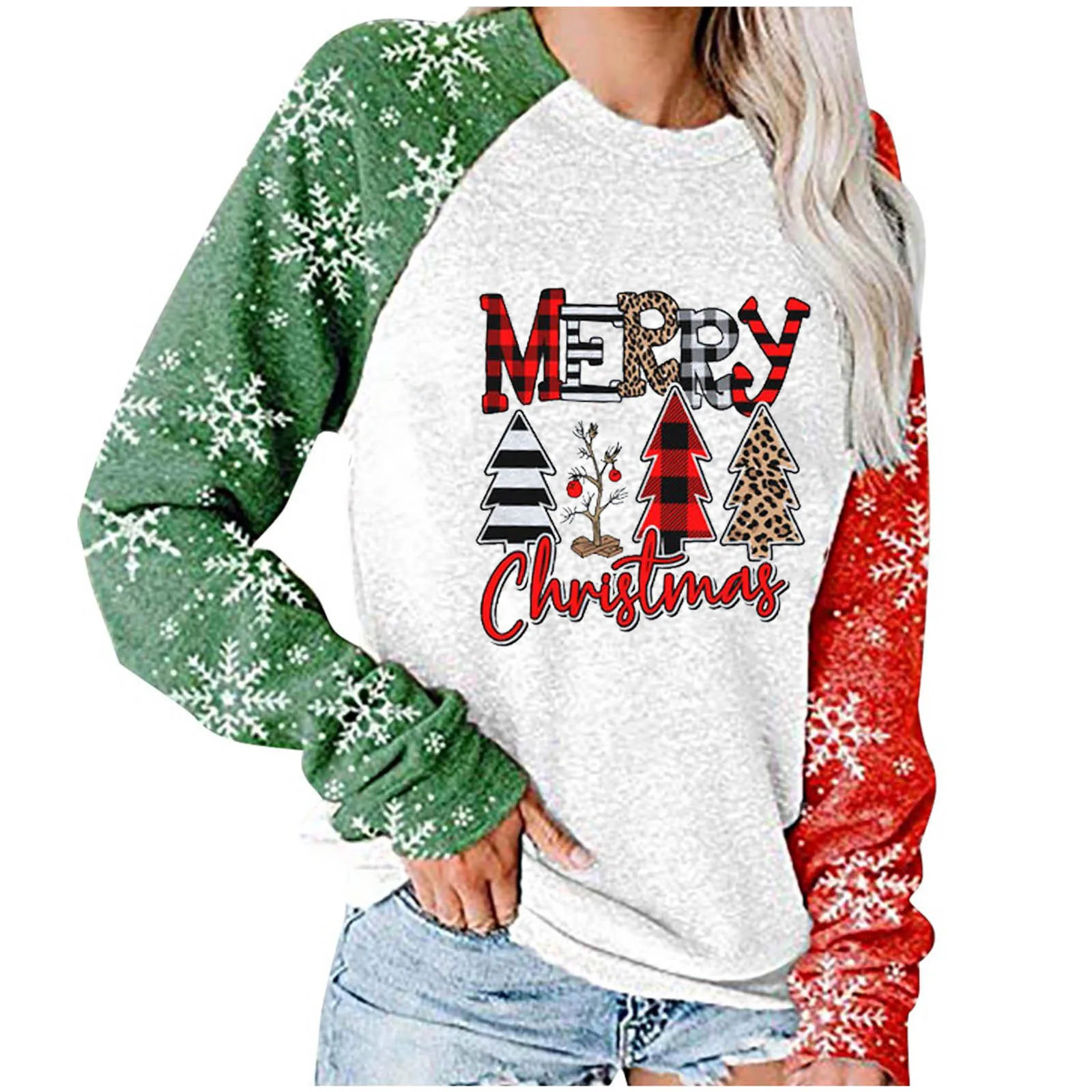 Oversized T Shirt Women Christmas Printing Raglan Clothes Long Sleeve Tops Woman Tshirts Aesthetic женские футболки | Женская