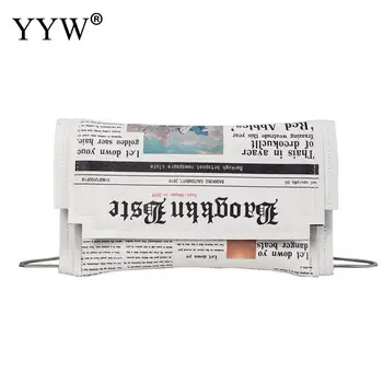 

YYW Envelope Bag Women 2020 New Personality Inkjet Newspaper Clutch Bags Joker Shoulder Messenger Bag Chain Evening Bags Purse