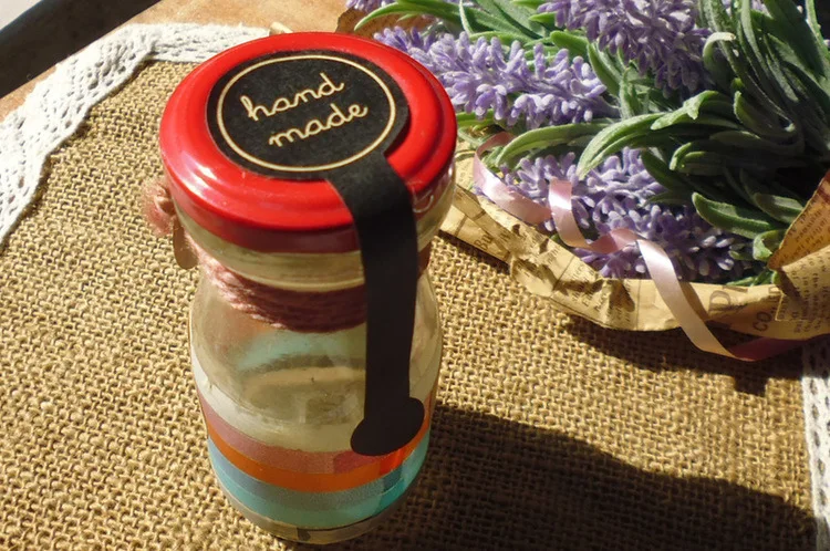100 шт длинный стиль "HAND MADE" Черная крафт-бумага для выпечки Уплотнительная наклейка Винтаж DIY подарки отправлено Выпекать посылка этикетка наклейка s
