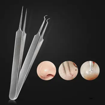 

Bend Curved Blackhead Acne Clip Comedone Pimple Extractor Remover Tweezer Tool Face Skin Care Tool Needles Facial Pore Cleaner
