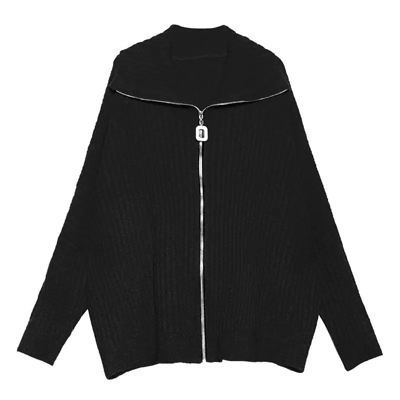 Z-ZOUX Women Sweater Long Sleeve Turtleneck Knitted Sweater Loose Long Women Coat Knitting Cardigan Autumn Winter Black New - Color: black