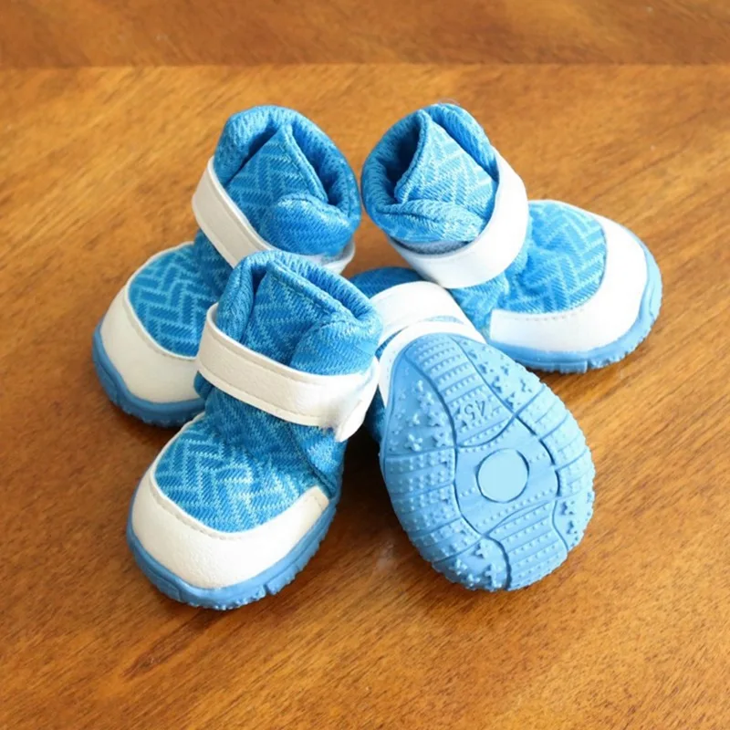 Противоскользящие ботинки для собак; S-XXL Обувь для собак; цвет розовый, черный, синий; дышащая Защитная 4 шт./партия для собак