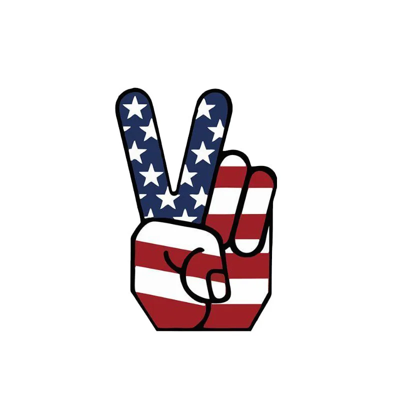 

New Waterproof USA Flag Peace Victory Gesture Color Car-Sticker and Decals for Car Bumper Cover scratches Interior KK12*8cm