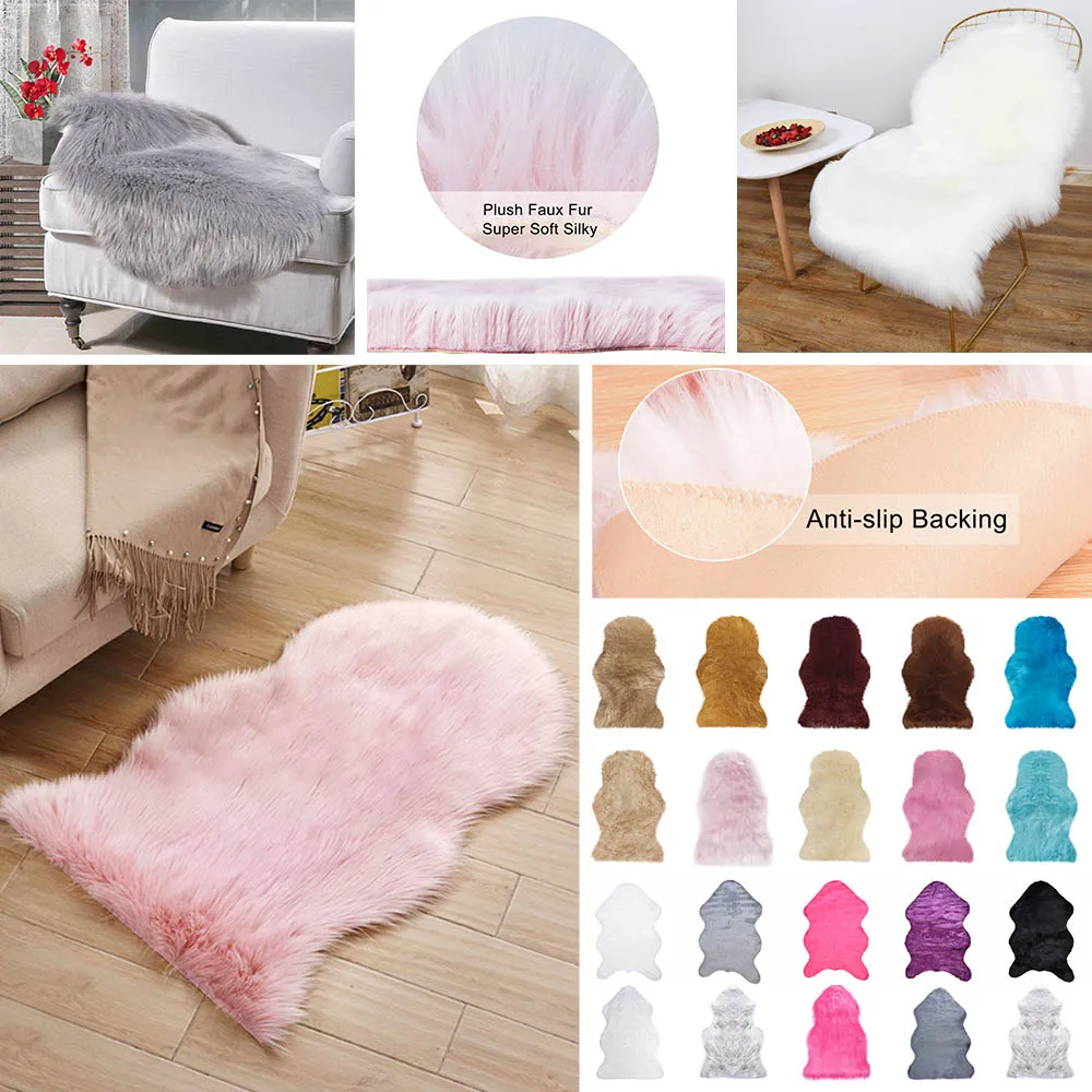 1pc Soft Imitation Wool Sofa Cushion Rug Non-Slip Whole Sheepskin Bay Window Living Room Bedroom Blanket Carpet Cushion M/L