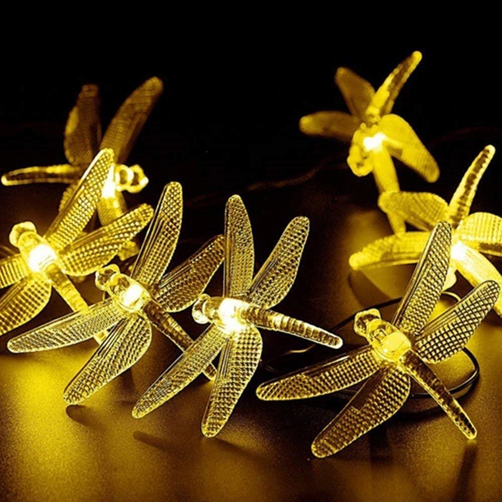 

30leds Solar Dragonfly String Lights Outdoor Waterproof LED Lamp Fairy String Lights for Xmas Party garden Decorations