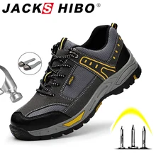 JACKSHIBO/защитная обувь для мужчин; неубиваемая защитная Рабочая обувь со стальным колпачком; мужские ботинки для безопасности; Рабочая обувь; кроссовки