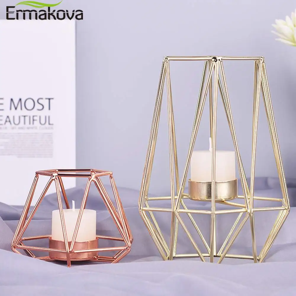 

ERMAKOVA Pillar Geometric Candle Holders Nordic Style Tealight Holder Candlestick Centerpiece Home Wedding Table Decoration