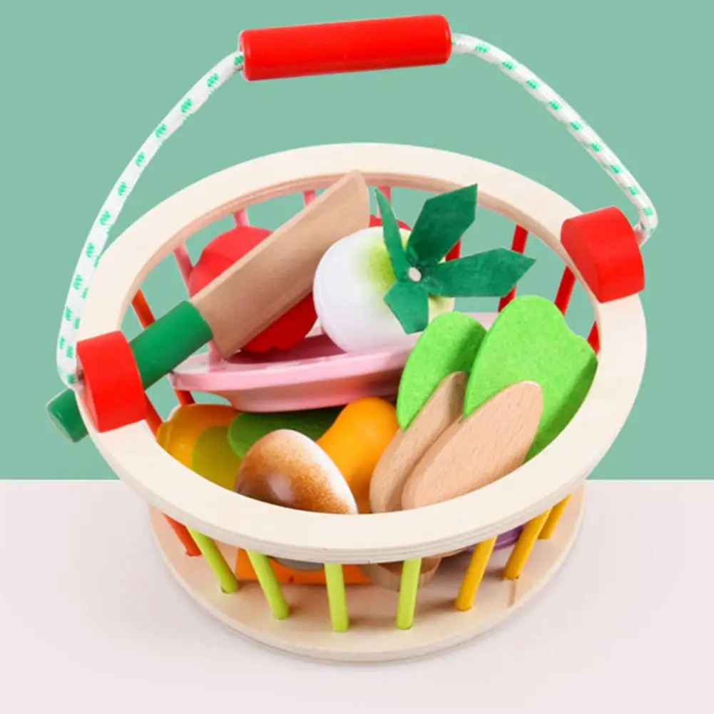 10Pcs Pretend Play Toys Kitchen Toys Foam Mini Simulation Artificial Fruits And Vegetables For Children Wooden Cutting Food Set