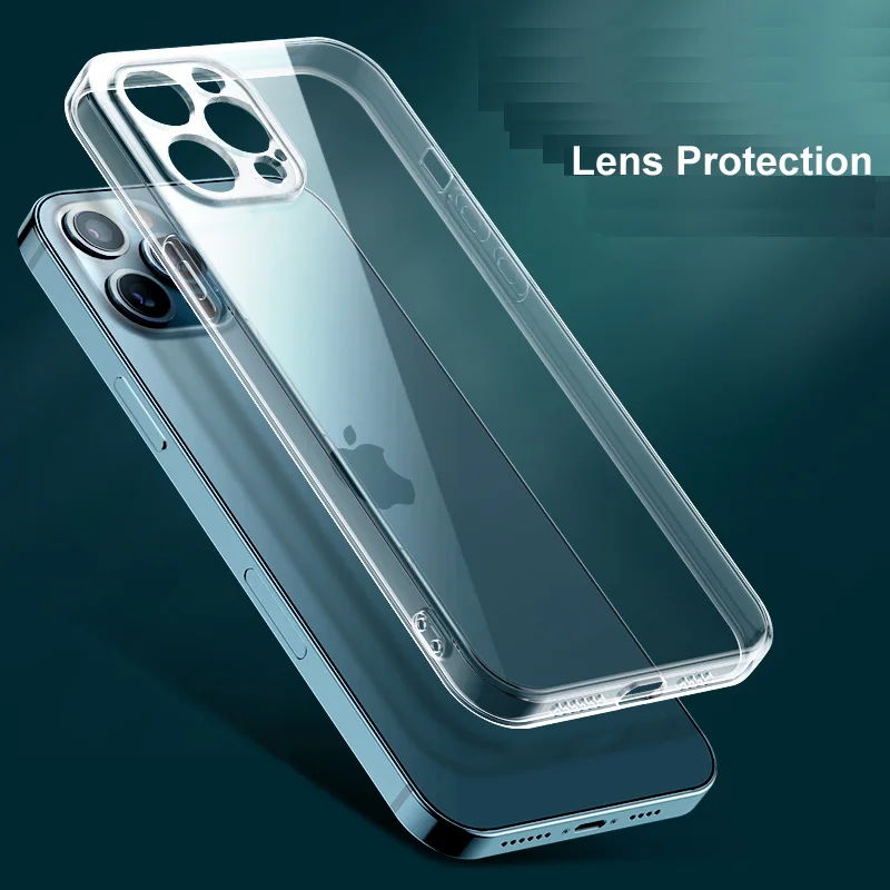 Étui de Protection d'objectif transparent pour iPhone 12 Pro Max, coque  arrière souple en silicone, mince et complète