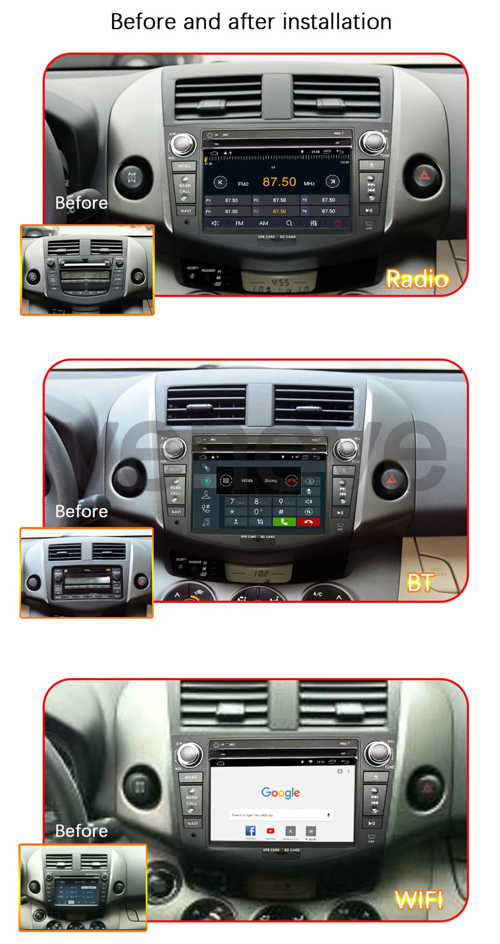 Clearance 7" Quad Core Car DVD Player for Toyota Rav4 RAV 4 Android 9.1 2din Car Radio Audio Video Auto Stereo GPS Navigation WIFI 15