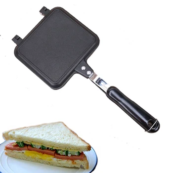 

High-quality Bakelite Handle Heat-resistant Sandwich Bread Toast Flat Bottom Double-sided Frying Pan Household Kitchen Supplies