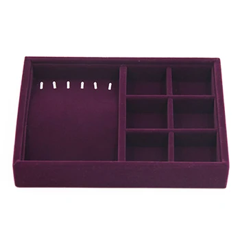 

Earring Tray Necklace Organiser Holder Pendant Purple Velvet Multifunctional Boutiques Ring Accessories Home Jewelry Display