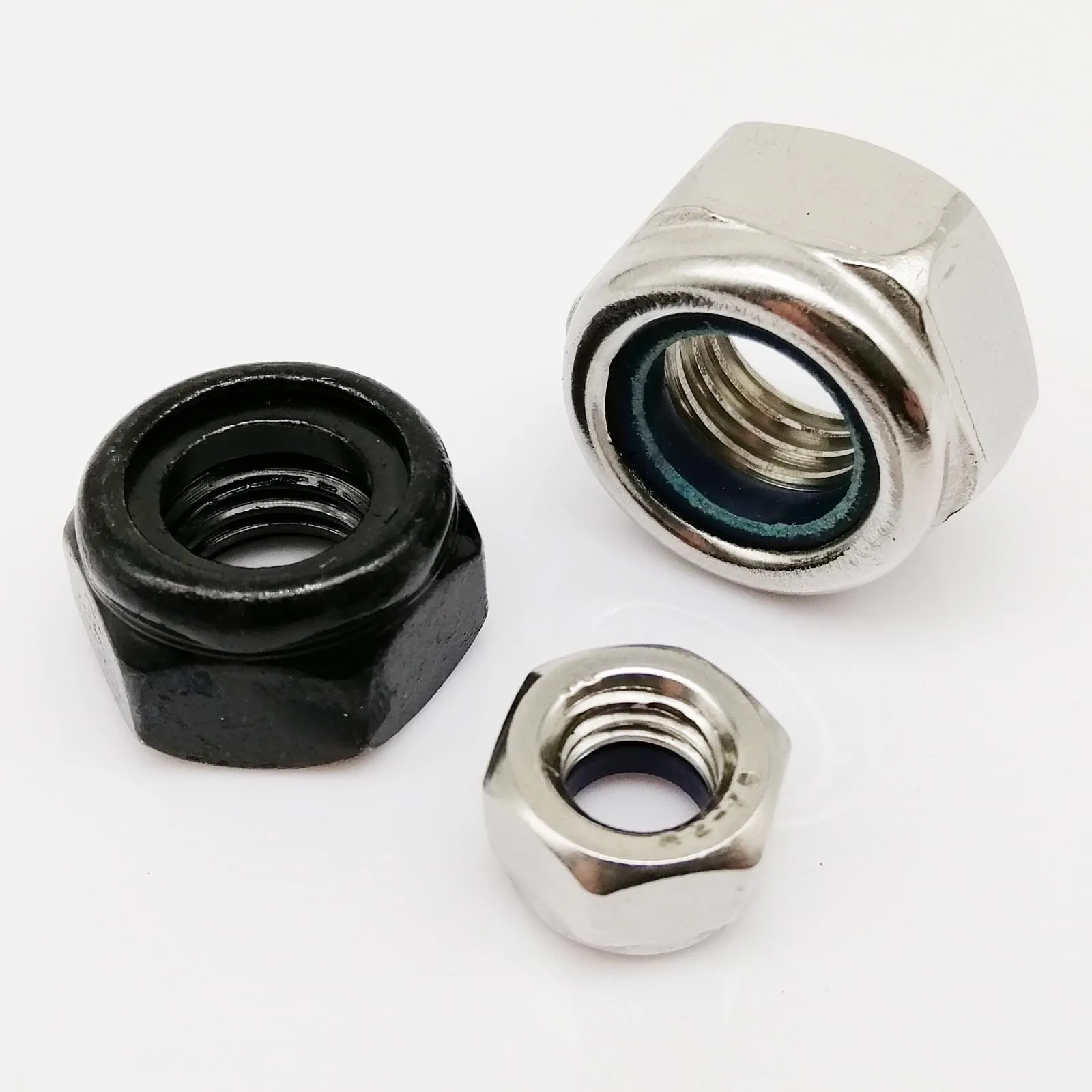 304 Stainless Steel Black Hex Nylon Insert Lock Nut M2 M2.5 M3 M3.5 M4 M5 M6 M8 M10 M12 M14 M16 Hexagon Self-locking Locknut hexagon nuts nylon lock nut locking nuts