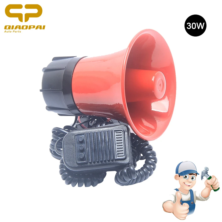 Universal Police Siren Sound Horn Loudspeaker 12V 30W Super Loud Horn