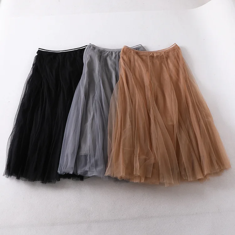 

A Generation of Mesh Dress Skirt Women's Mid-length Pleated Skirt Long Skirts Gentle Immortal Network Mesh Dress Fruiting Body