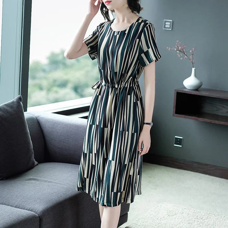 

Dress Women's Summer Long Skirts 2019 New Style Korean-style Elegant Stripes Loose-Fit Slimming Popular Summer Skirt Women's Fas