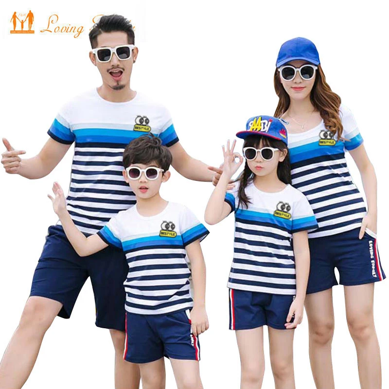 Conjunto de ropa a juego para e hija, Conjunto de camiseta y pantalones cortos a la moda, para Familia, padre e hijo| | - AliExpress