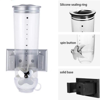 

Storage Container Space Saving Air Tight Canister Dry Food Fresh Home Snack Practical Wall Mounted Cereal Dispenser Rotary Knob