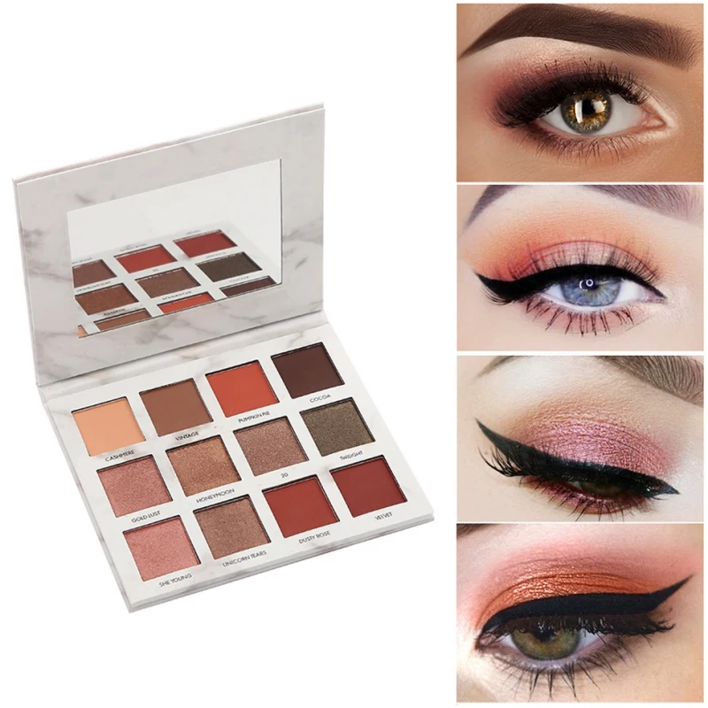 12-color marble Flash Eye Shadow Palette водонепроницаемый противообрастающий стойкий легко окрашивающий матовый глаз диск для теней MKXJ