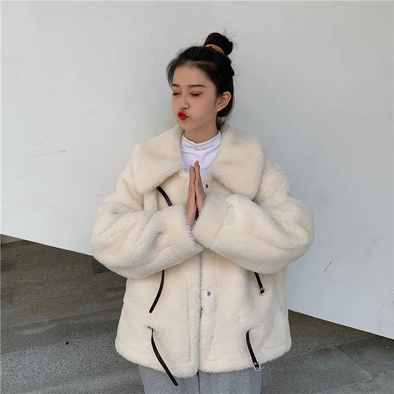 Женское меховое пальто зима Новое корейское пальто Свободное пальто из овчины короткое пальто из искусственного меха Пальто меховое пальто женское зимнее пальто