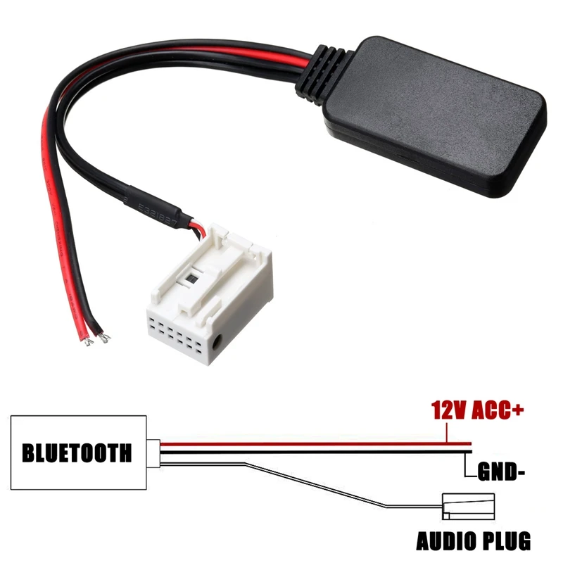 12-Pin Module Board Wireless Bluetooth Stereo Music Adapter Receiver Aux Auxiliary Audio Cable For Mercedes-Benz W169 W245 W203