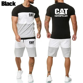 

2020 new Pocket set 2 Pieces men Sets Male Men Clothing Sportswear Set Fitness Summer Print Men Shorts+T shirt Men's Suit