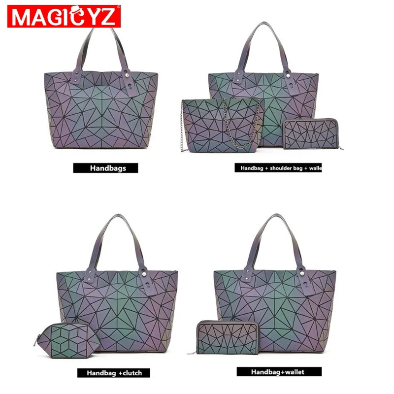 New Set Crossbody Bags For Women 2019 Fashion Luminous Handbag Lady Shopping Hand bags Holographic geometric Purses and Handbags