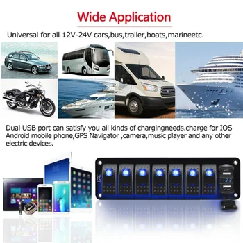 

Accessories Rocker Switch Panel LED Waterproof IP67 Double Lights Blue