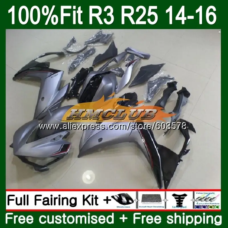 Инъекций для YAMAHA YZF R3 R25 YZFR25 серебристо-серый 63CL. 32 YZF-R3 YZF-R25 R 25 YZFR3 14, 15, 16, 17, обтекатель oem