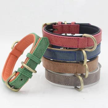 

Pet Dog Collar Leather PU Spiked Studded Dog Collar With D Shaped Ring For Pet Cats Dog Collar