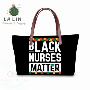 

LALIN Women Black Nurses Matter Printing Shoulder Messenger Bag Ladies Fashion Hand Tote Bag For Females Casual Top-Handle Bags