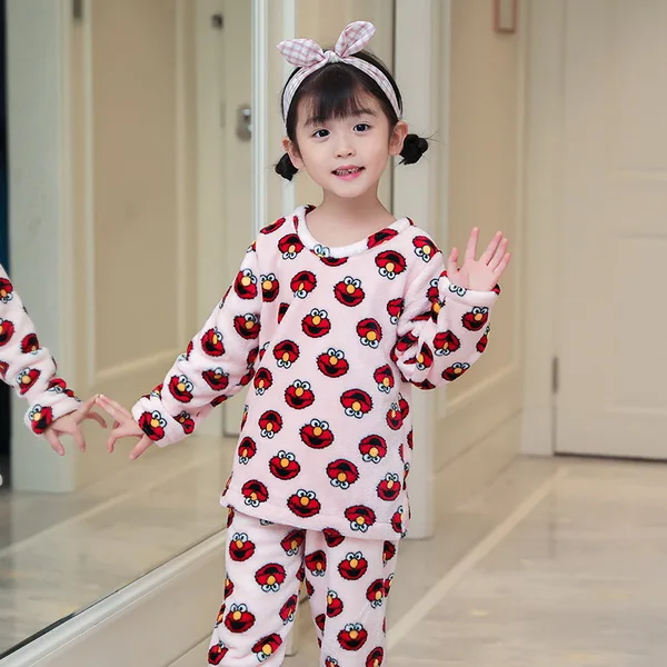 Уютные новые детские фланелевые пижамные комплекты теплая Коралловая флисовая одежда для сна с героями мультфильмов для девочек зимняя пижама с длинными рукавами домашняя одежда - Цвет: STYLE 8