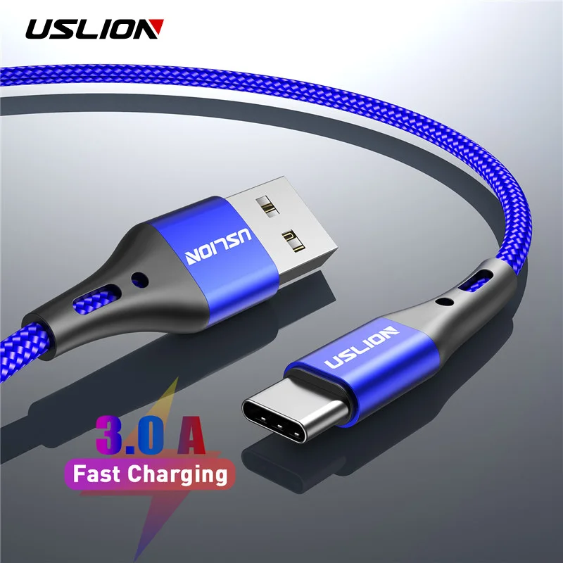 Зарядный кабель USLION USB Type C для Huawei P30 Pro/Samsung S10/Xiaomi 3 м | Мобильные телефоны и