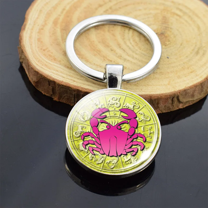 Двухсторонний кабошон стеклянный брелок мода 12 созвездий астроювелирные