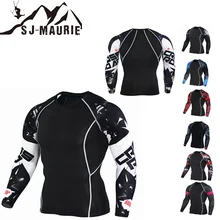 SJ-MAURIE рубашка для бега с 3D принтом, компрессионная футболка для бега, мужская спортивная футболка с длинными рукавами, Рашгард, Велоспорт, Джерси для спортзала, одежда для фитнеса