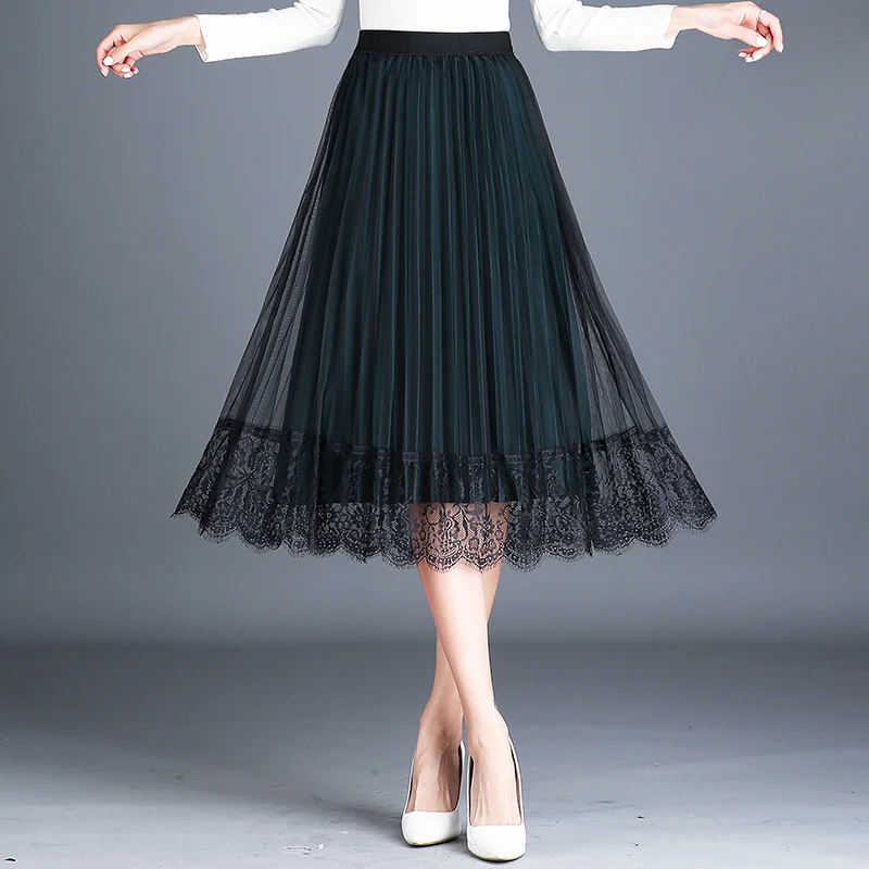 Две стороны обе могут быть Weared юбки чистая вуаль юбки вуаль женский бюст новые зимние длинные плиссированные юбки весной досуг