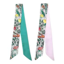 Новая сумка шарф люксовый бренд женский маленький шелковый шарф цветочный принт голова шарф ручка сумка ленты модный галстук длинные
