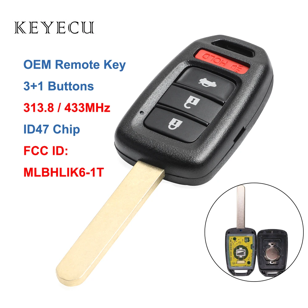 Keyecu OEM дистанционный ключ-брелок от машины 3 кнопочный чип 313 8 МГц/433 МГц ID47 для 2013