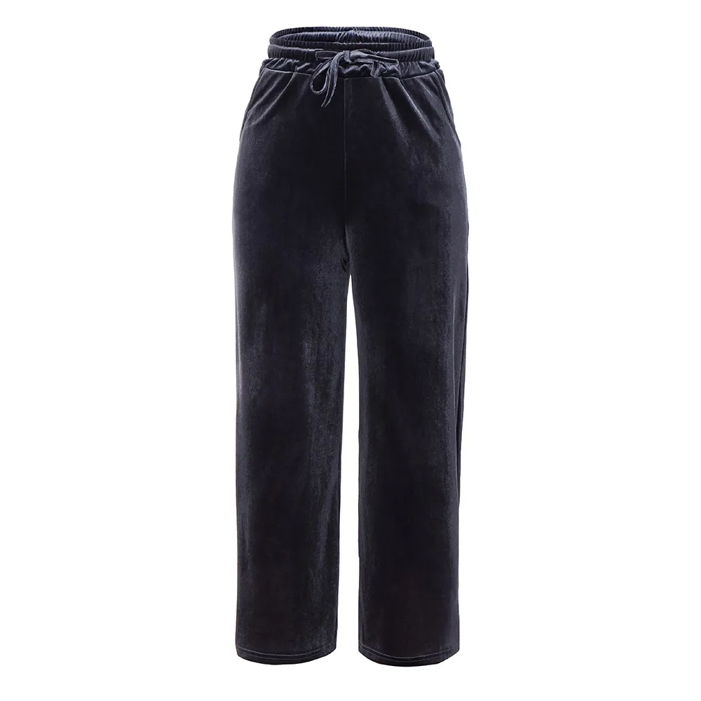 gy Женские широкие брюки, зимние вельветовые свободные брюки pantalones mujer, повседневные Модные брюки палаццо размера плюс d90813 - Цвет: gy
