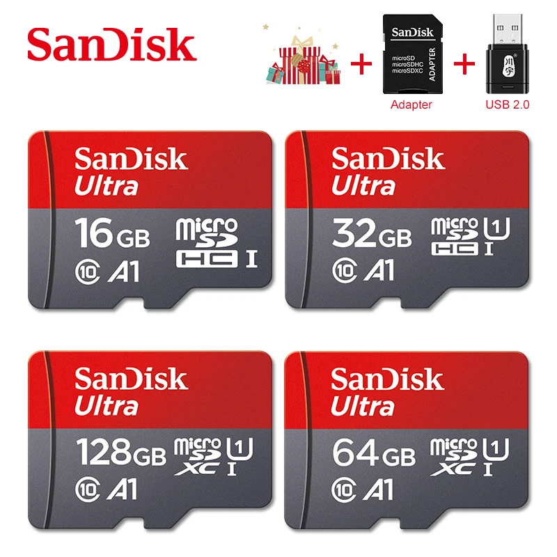 Карта памяти SanDisk класс 10 256 ГБ 128 64 32 16 Ultra A1 SDXC 120 МБ/с. UHS-I флеш-карта micro SD адаптер