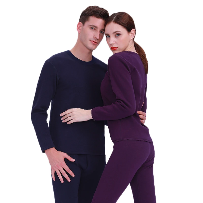 Pure Cotton Men's Underwear Round Neck Middle Neck Thermal Underwear Tops And Bottomed Two Piece Set Mens Warm Pants For Winter mens thermal long johns