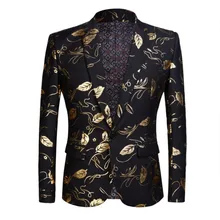 Позолоченный мужской костюм высокого качества с принтом, повседневный смокинг, Свадебный Мужской костюм размера плюс, летние модные вечерние костюмы