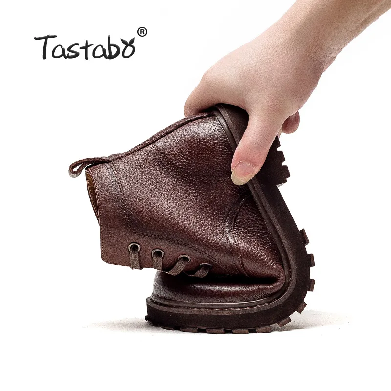 2021 Vintage Style Genuine Leather Women Boots Flat Booties Soft Cowhide Women's Shoes Ankle Boots zapatos mujer S60502