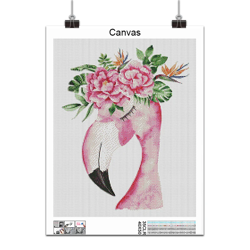 5D DIY Diamond Painting Kit Cartoon animal dog cat tiger rabbit Flamingo