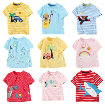

2020 summer baby girl tops cotton Cartoon animal baby girl shirt Short sleeve shark t shirt baby girl 3-18m