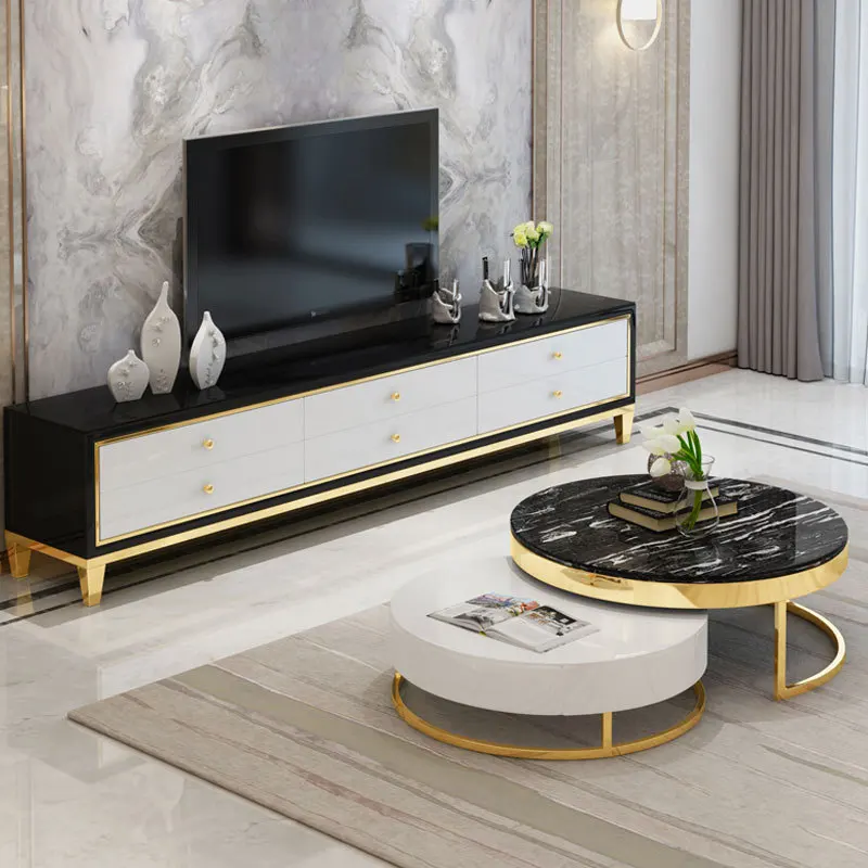 Easyliving 2019 Новый мраморный журнальный столик из нержавеющей стали простой